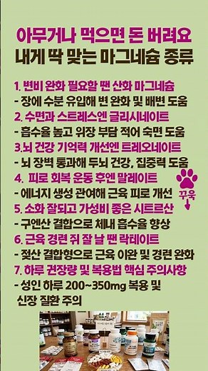 나에게 딱 맞는 마그네슘 종류 7가지 #마그네슘종류 #시니어건강