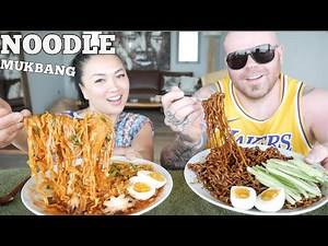 SAMYANG SPICY NOODLE + BLACKBEAN NOODLE MUKBANG *GHOST STORY TIME (LETS EAT) | SASVlogs