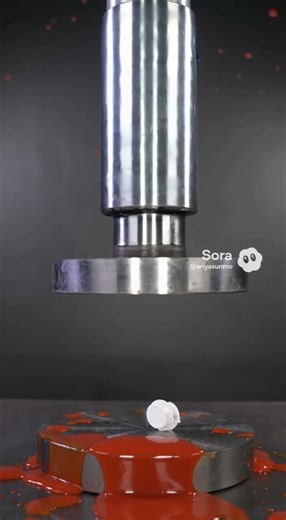 Ketchup Bottle Explosion under Hydraulic Press | #oddlysatisfying #satisfy_ai #pressure #slowmotion