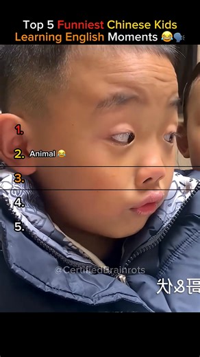 60K views · 1.2K reactions | Top 5 Funniest Chinese Kids Learning English Moments (Struggle Is Real!) ️ Ever tried learning a new language and totally messed it up? ️ These Chinese kids know the struggle all too well! 藍 Their funny faces, wild attemp | Certified Brainrot | Facebook