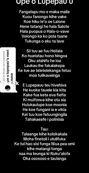 Upe o Lupepau’u: Tongan Lyrics and Cultural Significance