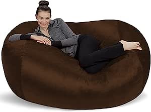 Sofa Sack Bean Bag Lounger - Plush Bean Bag Sofas with Super Soft Microsuede Cover - XL Memory Foam Stuffed Lounger Chairs for Kids, Adults, Couples - Jumbo Bean Bag Chair Furniture 6 Feet - Chocolate