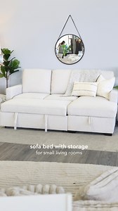 The best sofa bed for small spaces. ✨ A condo size sectional with an easy-to-use pull out bed, hidden storage, and 3 fabric options! Test it out in the showroom or shop online at: qlivingfurniture.com/product/dolores-sectional/ | Q Living Furniture