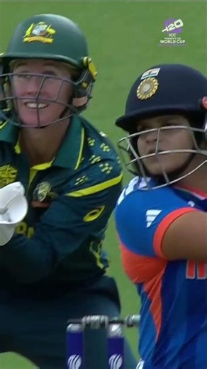 Shafali Verma takes the attack to the Aussies with a thumping six over extra cover 💥 #T20WorldCup