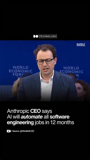 Barely Opinionated on Instagram: "Anthropic CEO Dario Amodei predicts AI models will soon handle most software engineering tasks end-to-end. In a recent clip shared by Wes Roth, Amodei states these systems could automate coding within 6 to 12 months, shifting engineers from writing code to editing and oversight roles. This bold forecast builds on rapid AI progress in code generation seen in tools like Claude. The claim has sparked viral debate, with over 1.2 million views on X amid fears of job 