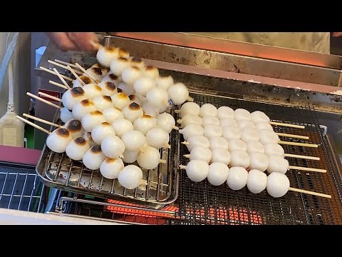 Japanese street food /skewered dumplings (Dango) [japanese festival 2022/Asahikawa/Gokoku-jinja