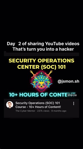 jsmon.sh | Continuous Frontend Security on Instagram: "11 hours of SOC analyst course #cybersecurity #ethicalhacking #bugbounty #jsmon #hacking"