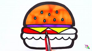 快看！好吃的汉堡！Hamburger Drawing and Painting for kids
