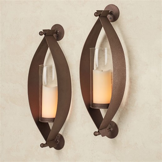 Xander Modern Steel Candle Wall Sconce Pair | 2-pc Set | Openwork Candleholders With Glass Hurricanes - Etsy