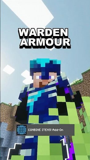 Warden Armor in Minecraft Bedrock! 💀🔵 Strong Armor Test | Combine Items Add-On #shorts