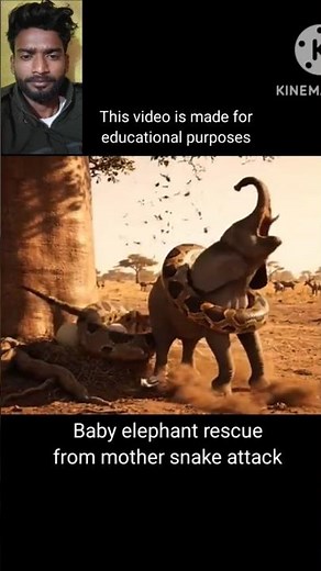 Baby elephant rescue from snake attack 🙏🏻🙏🏻‪@Titanamazing‬ #shorts