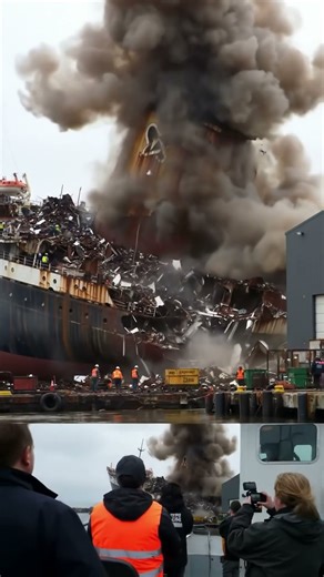 Watch This Giant Ship's Funnel EXPLODE! 💣 #explosion
