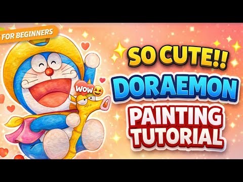 So Cute Doraemon Painting 😍 | Easy Tutorial for Beginners 🎨