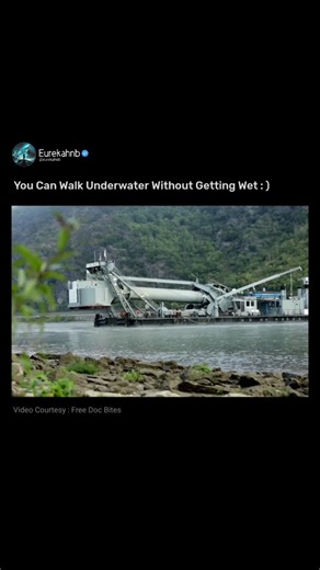 Eureka HN B 0 on Instagram: "A diving bell ship uses a large, inverted bell-shaped chamber lowered from a vessel, keeping the inside dry by pumping air in to equalize external water pressure, allowing workers to walk on the seabed like on land for tasks like salvage or maintenance. The process involves deploying the weighted bell via crane, submerging it, using compressors to maintain positive air pressure as it descends (pushing water out), transferring divers through a pressurized shaft/lock, 