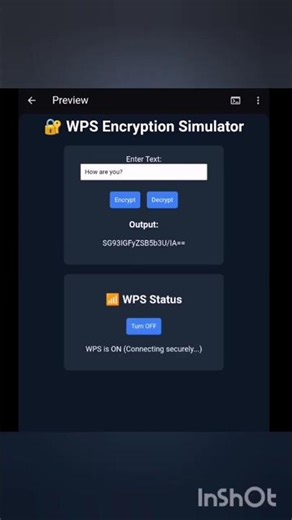 Encryption + WPS Simulation Web App (HTML + CSS + JS). #htmltags #html #htmlcoding #javascript #js