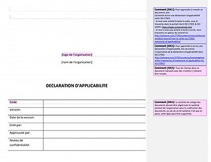 Déclaration d'applicabilité [ISO 27001 modèles]