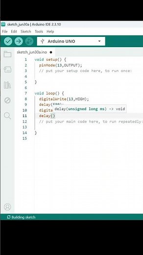 Arduino Uno LED Blink Program | Built-in LED on Pin 13 (500ms Delay)