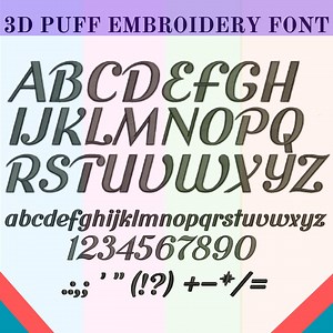 Cursive Puffy Embroidery Font: 3D Puff Italic Font Instant Download - Etsy