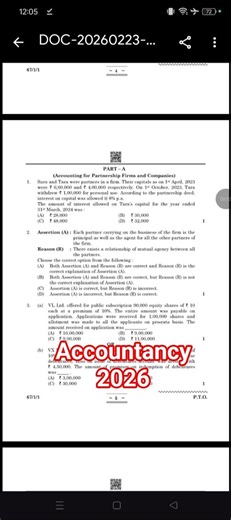 class 12th accountancy question paper for practice cbse board exam on 24th February #shorts #cbse