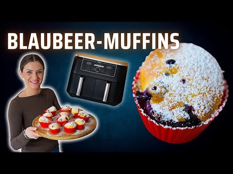 Saftige Blaubeer-Muffins aus der Heißluftfritteuse 🍇 | Schnelles & einfaches Airfryer-Rezept