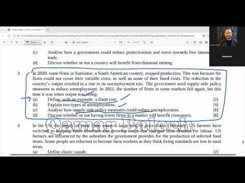 Question 3 IGCSE and OLevel economics structured question of section B |