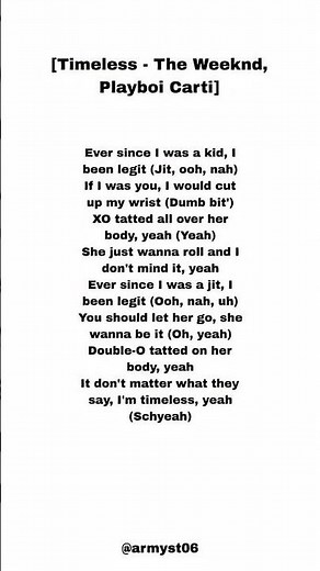 the Weeknd, playboy Carti - timeless (lyrics)