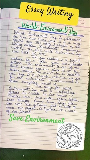 Essay on World Environment Day💚 #essay #writing #english #namrataeducation