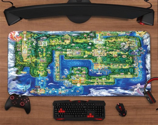 Kanto Map Mouse Pad | Retro Map Extended Desk Mat | XXL Gaming Mousepad | Desk Setup Decor - Etsy