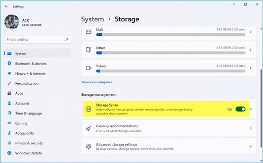 Automatically delete Junk files using Storage Sense in Windows 11/10