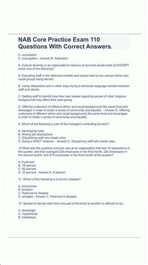 NAB Core Practice Exam 110 Questions With Correct Answers3