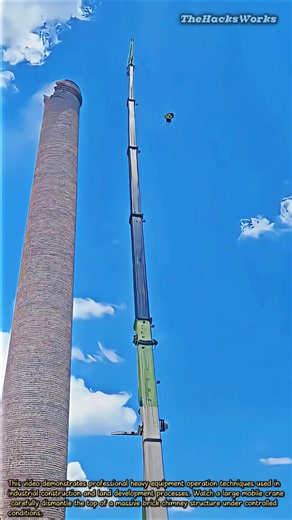 Massive Chimney Top RemovalProcess #heavyequipment #machinery #construction #satisfying #engineering