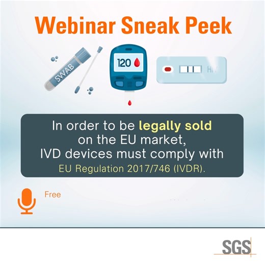 Make your IVD devices IVDR compliant. In our free webinar, learn how to streamline the compliance process and effectively prepare your devices for legal sale in the EU market. Join us to see how SGS can support you in meeting IVDR requirements. 📅 Wednesday, September 24, 2025, 3.30pm – 4.30pm 💻 Platform: ON24 🔗 Register for the webinar and receive a complimentary recording: https://bit.ly/4lwZlTs #SGSMalaysia #IVDR #MedicalDevices #EUmarket | SGS Academy