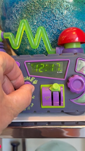 Brian on Instagram: "This Nickelodeon alarm clock / radio from 1995 is now in the shop! Did you have one of these growing up, or did you always want one? This is known as the TimeBlaster™️ (obviously) and has a few different alarm sounds, and a dial radio that plays am/fm. No bluetooth jacks in the 90s baby!! SOLD"