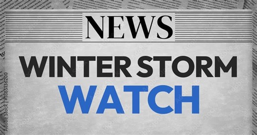 Winter storm watch news alert in 4k animation for weather updates and emergency preparedness information seekers worldwide.