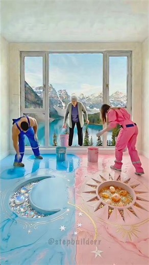 THIS FLOOR IS INSANE 😱 Luxury Marble Sun vs Moon Epoxy Floor #epoxy #epoxyfloor #resinart