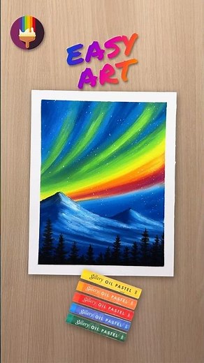 Watch This Aurora Landscape Painting Come to Life ✨ #Shorts #drawing