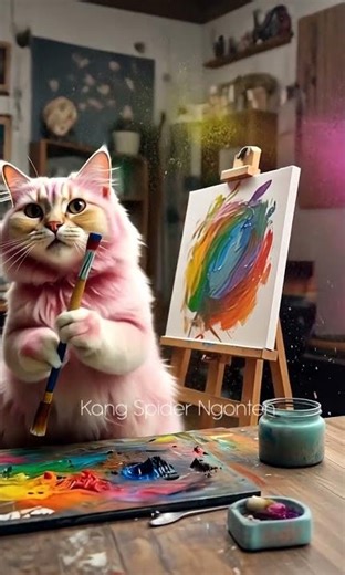 🎨🐱 Cute Cat Painting – Little Furry Artist in Action! 🖌️✨
