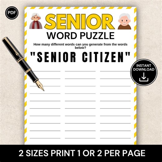 Senior Word Puzzle Game, Word Scramble for Seniors, Brain Games for Elderly, Printable Senior Activity, Senior Center Game - Etsy