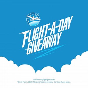 From swipe to flight. It's that easy! We're giving away 30 $5,000 flight vouchers until Feb 7. Plus a $25,000 flight voucher grand prize. Every swipe at a participating Partner is a chance to win! Ends Feb 7, 2020. No purchase necessary. Contest Rules apply. | AIR MILES Canada