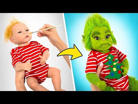 Transformação Impressionante de Boneco Bebê em Bebê Grinch