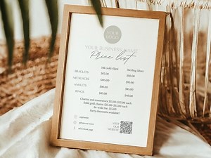 Permanent Jewelry Price List - Editable Printable Price List Sign Template, Permanent Jewelry Business, Permanent Jewelry Price Template - Etsy