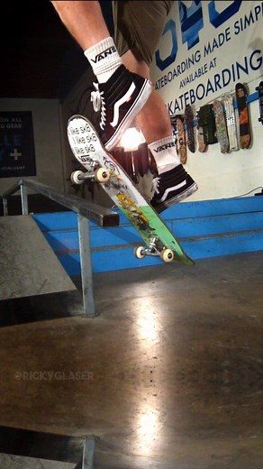 Frontside Boardslide Kickflip by Ricky Glaser. This is one of those tricks that is usually harder to pull back to regular than it is to do it to fakie. Very well done! Filmed at 1000fps by me! | Skate Physics
