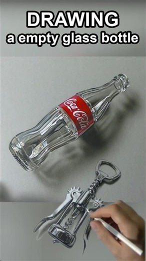 Empty bottle vs Corkscrew hyperrealistic drawings #art