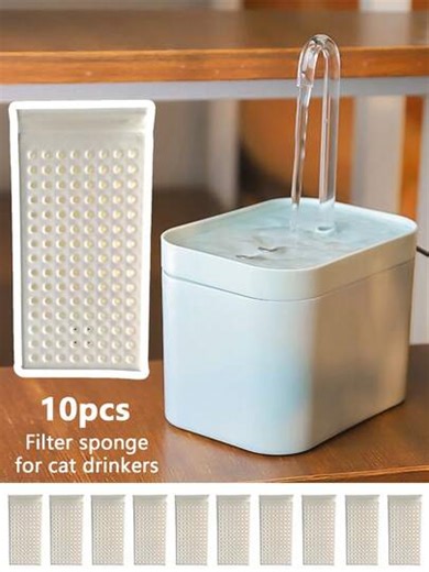 10pcs Cat Water Fountain Filter Sponge Set - Improves Water Quality And Hygiene, Easy To Install And Clean | SHEIN