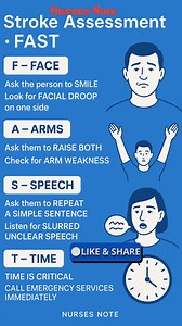 17K views · 108 reactions | Stroke Assessment FAST #icu_ireland #USnursing #NursesNote #NursingLife #indiannurses #registerednurse #nursing #NursingStudent #stroke | Nurses Note | Facebook