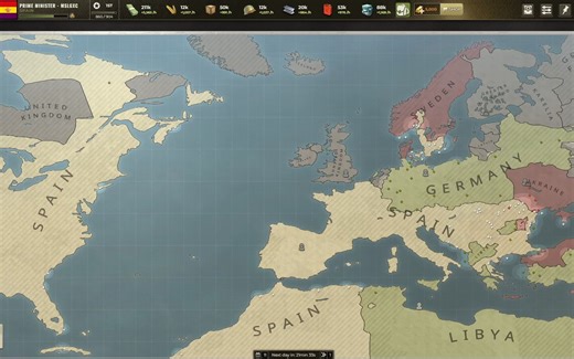 call of war萌新第一次玩，12天650胜利点单人胜利 12天新闻战线图