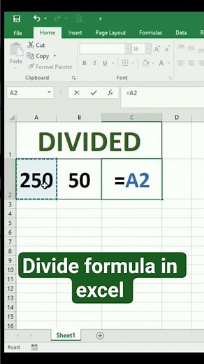 Divide formula in Excel ‪@OfficeBytesHindi‬
