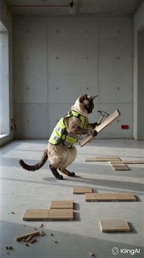 Cute cat as construction worker. #goodvideos #ai_animation #cutecat #aiprompt