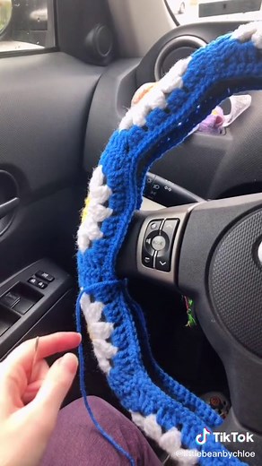 Ive needed a new steering wheel cover for AGES so i finally decided to make my own 🥰 inspired by @adidunnzo ‘s covers #crochetersoftiktok #fyp