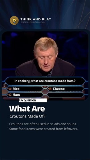 What Are Croutons Made Of? #quiz #millionaire #trivia #didyouknow #gameshow #food #cooking #tvshow